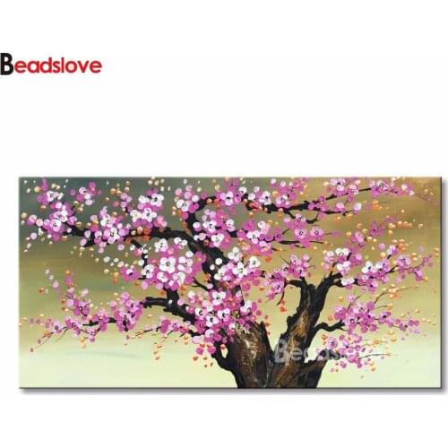 Large DIY Full Drill Diamond Painting Cross Stitch Kit Blossom Flowers for Home Living Room Wall Decor Paintings Holiday