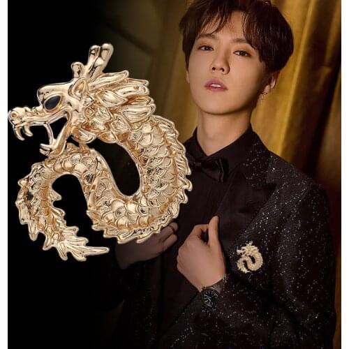 New Fashion Animal Dragon Brooch Metal Lapel Pins Mens Suit Shirt Vintage Badge Corsage Brooches Jewelry Accessories