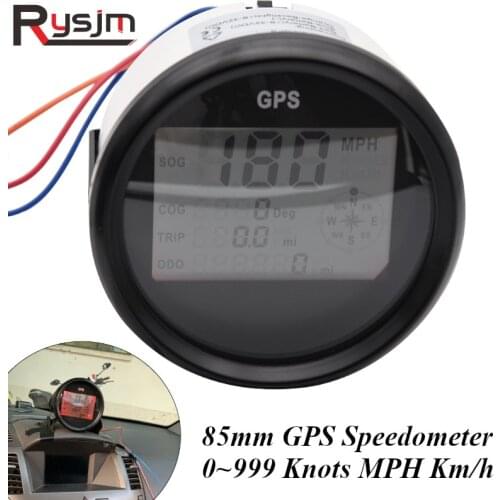 85mm Digital Marine Boat Car Speedometer Gauge 0~999 Knots MPH Km/h Adjustable GPS Speed Gauge With Backlight +GPS Sensor 9-24V