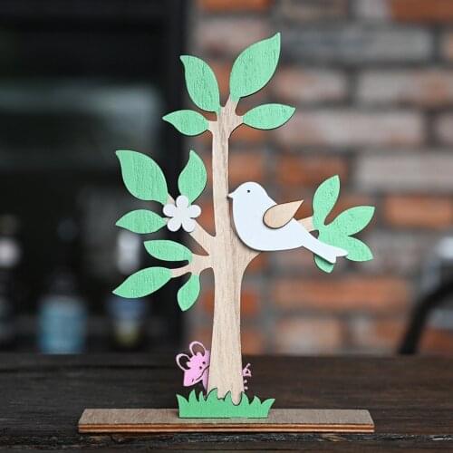 DIY Wooden Tree Brid Design Crafts Ornament 2020 Happy Easter Decoration Gifts Home Event Party Decor Ornament Supplies Z71