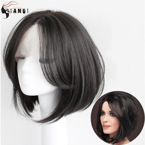 DIANQI Synthetic Hair Short Straight Bob Wigs Natural Black Brown Daily False Hair Womens Party Cosplay Wig