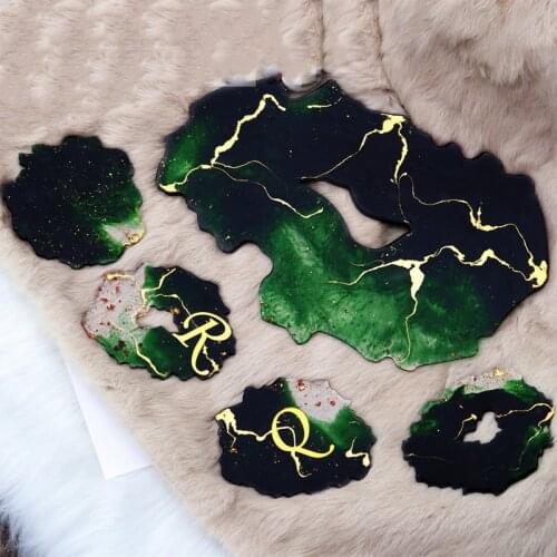 DIY Crystal drop glue mold big swing table tea cup pad plate set silicone mirror molds Home Decoration Craft Resin jewelry makin