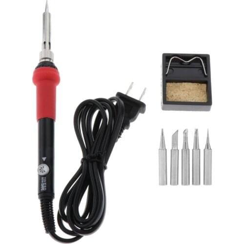 Electric Welding Soldering Iron Set 60W 5pcs Tips 110V Pencil Type Portable