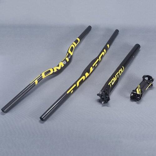 TOMTOU 3K Carbon Fiber Professional Mountain Bicycle Handlebar + Breaking Wind Seatpost + Stem Cycling MTB Bike Bar Set - TS6T39