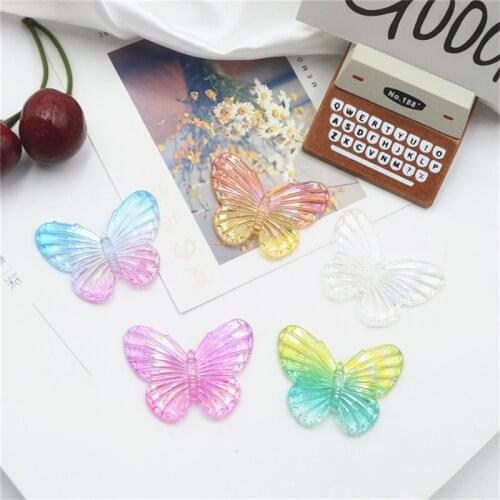 Julie Wang 10PCS Acrylic Butterfly Charms Mixed Color Translucent Colorful Insect Pendant Jewelry Making Accessory Decor