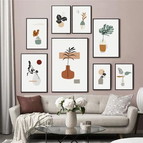 Nordic Abstract Plant Leaves Canvas Painting Scandinavian Minimalism Wall Art Poster Print Decoration Pictures for Living Room