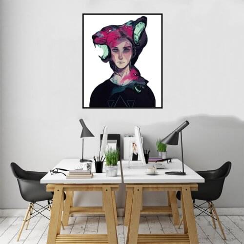 Creative Human Face Beast Heart Picture Poster Canvas Print Painting Wall Art Living Room Home Decoration