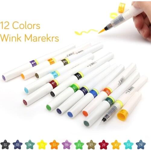Professional 12/24 Colors Wink of Markers DIY Scrapbooking Crafts Soft Brush Pen Art Markers for Drawing Art Supplies