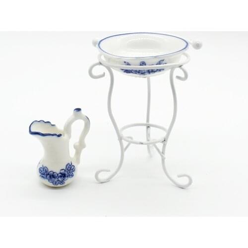 Miniature Water Pot Sink Rack Doll Furniture Set, Perfect for 1/12