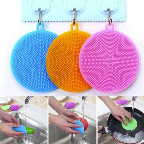 Multifunctional Kitchen Food Grade Silicone Dishwashing Brush Scouring Cloth Multipurpose Cleaning Tool Kitchen Accessories