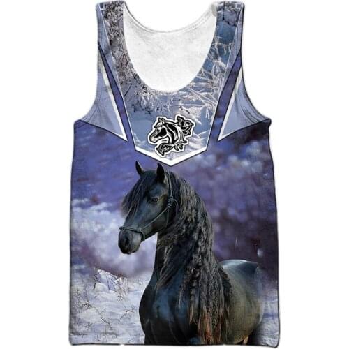 Mens Fashion Summer Vest Beautiful Animal Horse 3D Full Printed Mens Vest Mens and Womens Harajuku Casual Vest
