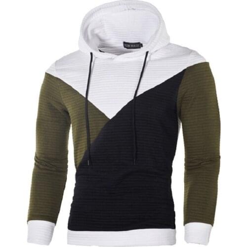 Men Sportswear Autumn Winter patchwork Hoodies Long Sleeve Pullover Hooded Sweatshirt Sweat Coat casual hoodies and sweatshirts