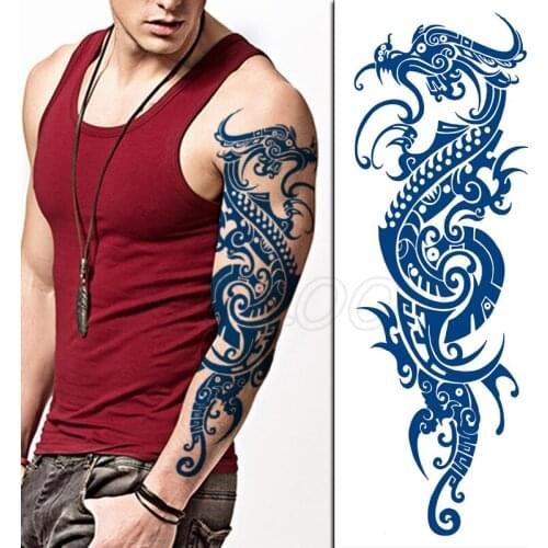 Juice Tattoo Sticker Dragon Big Flying Animal Classical Element Full Arm Art Manly Fake Stickers Keep 15 Days