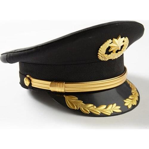 New Style Peaked Cap Property Security Da Gai Mao Da Yan Mao Black Protocol and Etiquette Doorman Yellow Edge Hat 2020