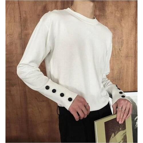 New button design brand mens pullover sweater fashion sweater bottoming shirt hot sale striped knit top sports pullover