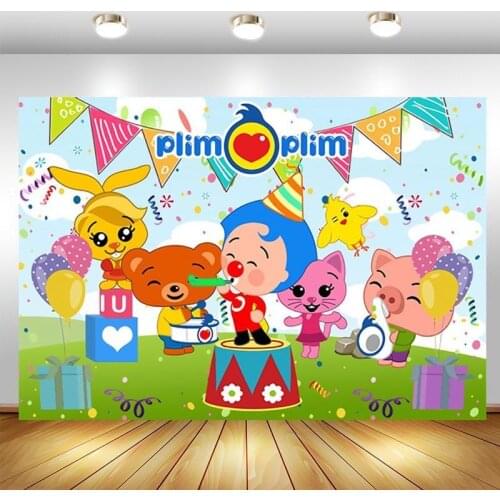 Plim Plim Photography Backdrop Clown Baby Shower Happy Birthday Party Photo Background Photo Studio Props Decor Banner