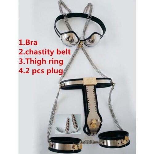 5 pcs/set Stainless Steel chastity belt female chastity pants belts bdsm sex bondage restraints slave adult toys nipple clamps
