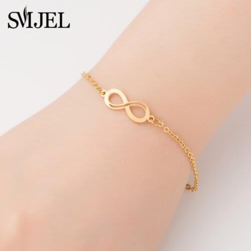 SMJEL Simple Stainless Steel Bracelet Infinity Women Couple Bracelets Jewelry Gifts for Girls Girlfriend pulseras acero inoxidab