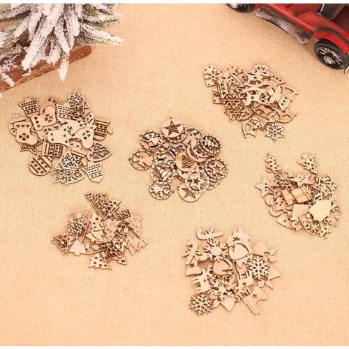 Dropshipping Festival supplies 25Pcs Wood Star Heart Gift Box Stocking Xmas Tree Hanging Ornaments Party Decor