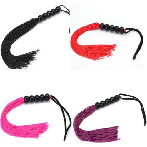 L/38cm silicone spanking whip flogger with 5 beads adult sex flirting flogger fun sex toys sex products free shipping