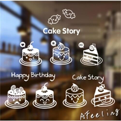 Sweets cakes store sign sticker window door service sign sticker window decoration happy birthday store sticker