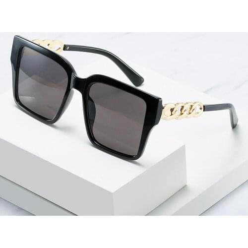 2021 new box sunglasses fashion personality big chain glasses square big frame sunglasses women casual street driving glasses