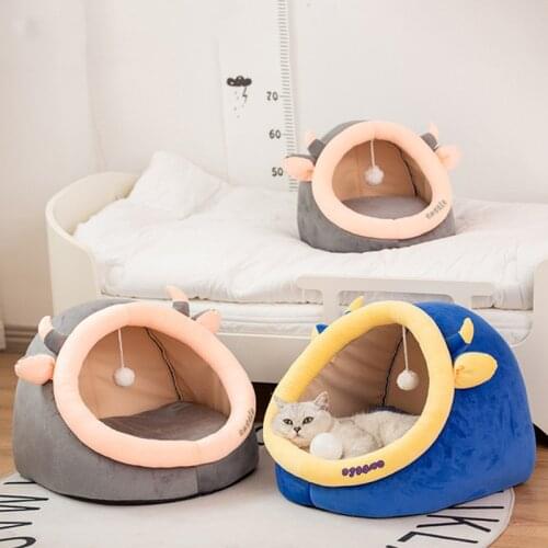 Super Soft Pet Bed Kennel Dog Cat Round Cat Winter Warm Sleeping Bag Plush Puppy Cushion Mat Portable Cat Supplies