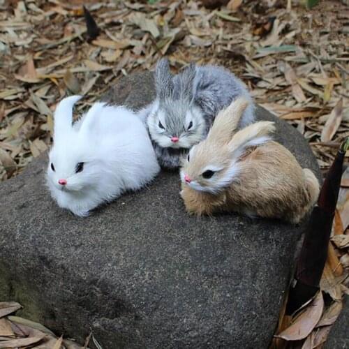 Realistic Cute Simulation Rabbit Model Plush Animal Desktop Decoration Fur Easter Big White Rabbit Toy Birthday Gift