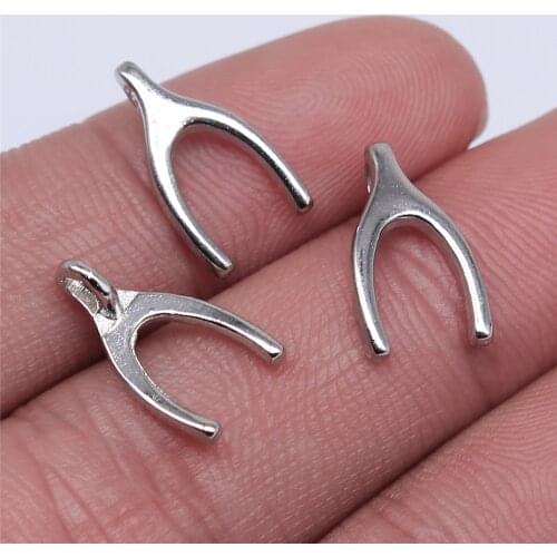 WYSIWYG 30pcs 15x8mm 2 Colors Antique Silver Color Antique Bronze Plated Wishbone Charm Good Wish Charm Wish Charm