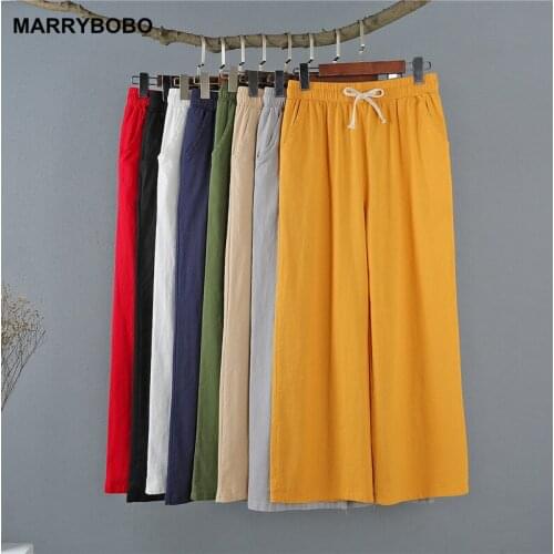 Harajuku High Waist Wide Leg Pants Women Autumn Cotton Linen Long Pants 2021 Casual Solid Loose Straight Pants