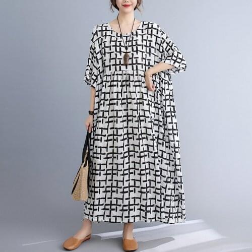 2021 New Summer Sundress Women Holiday Beach Loose Casual Half Sleeve O-Neck Lady Large Size Maxic Dresses