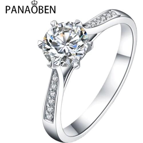 Rose Six-claw Carat Diamond Rings 925 Sterling Silver Women Engagement Proposal Wedding Party Luxury Elegant Charm Fine Jewelry