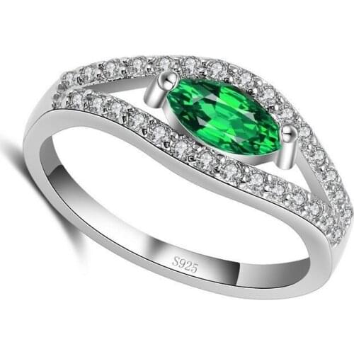 925 Sterling Silver Ring Nature Simple Punk Style Green Stone Crystal Cubic Zirconia For Women Harvest Holiday Surprise Gift