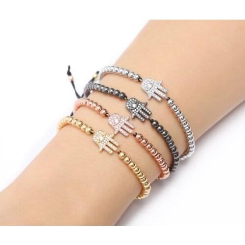 Gold silver micro pave cz Cubic Zirconia rope adjusted Copper Beads Bracelet gdf2 hand Charm Braided Bangles Jewelry women