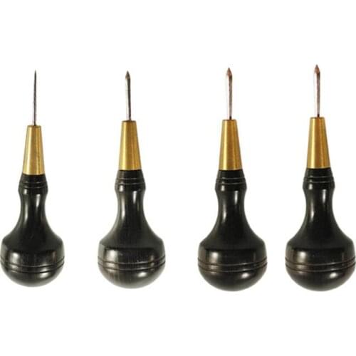 1.5/3/4/5-6mm DIY Stitcher Taper Diamond Shape Stitching Awl Ebony Blackwood Handle Leather Craft Sewing Awl Handmade Tool