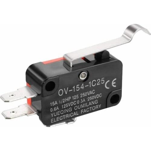 10pcs V-154-1C25 long handle roller Snap Action Push Button SPDT Momentary On-Off Micro Limit Switch 15A 250V Red/Black