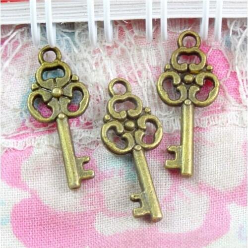 100pcs 23*9.5MM Antique Bronze Plated Vintage Key Pendant Charms DIY Jewelry accessories