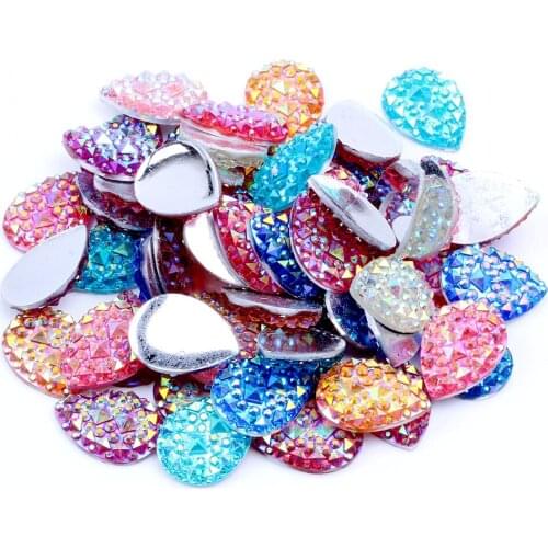 13x18mm 40pcs Tear Drop Flatback Resin Rhinestones without hole Crocodile Skin Texture Bead Glue DIY Scrapbooking Crafts Jewelry