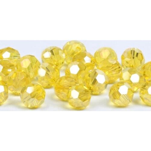 32 Faceted Czech Glass Gold Yellow AB Color Crystal Ball Beads Spacer Beads For Jewellery Making DIY Bracelet Necklace