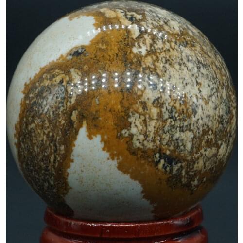 40MM Natural Gemstone Picture Jasper Stone Sphere Crystal Ball Reiki Healing Globe Home Decor