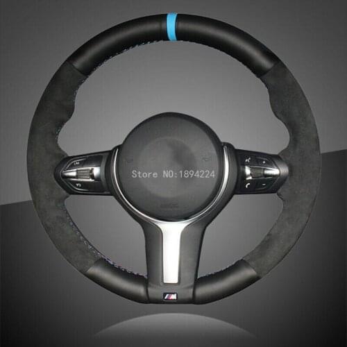 Hand Stitched Black Leather Car Steering Cover for BMW F87 M2 F80 M3 F82 M4 M5