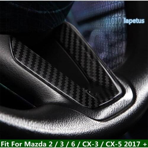Lapetus Steering Wheel Decoration Frame Cover Trim Fit For Mazda 2 / 3 / 6 / CX-3 / CX-5 2017 - 2020 ABS Red / Carbon Fiber Look