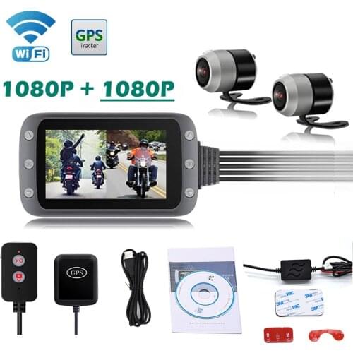 Dual 1080P Full HD Motorcycle Dash Cam GPS WiFi Camera Moto DVR Front Rear View Waterproof Cámara Logger Recorder Box