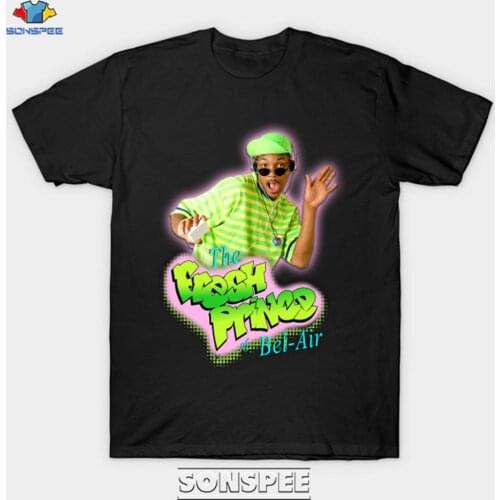 SONSPEE Fresh Prince Of Bel Air Mens T Shirt Summer Casual Hip Hop 3D Print Cotton Mens Women Vintage 90s Cool Tees Tops Shirts