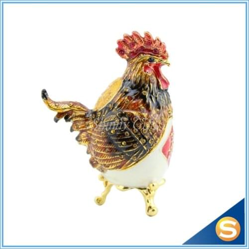 Hot Sale Egg Chicken Metal White Lacquer Jewelry Box SCJ1011