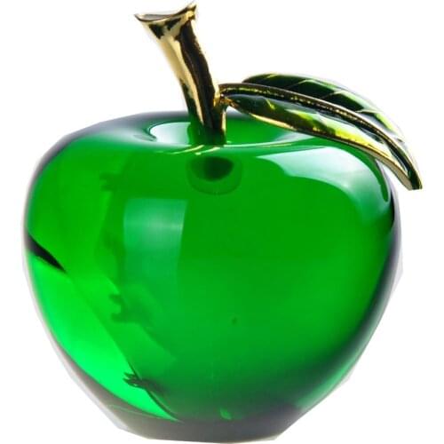 H&D X'mas Gifts 2.2 inch Crystal Green Apple Paperweight Crafts Art&Collection Crystal Fruit Souvenir Home Wedding Decoration