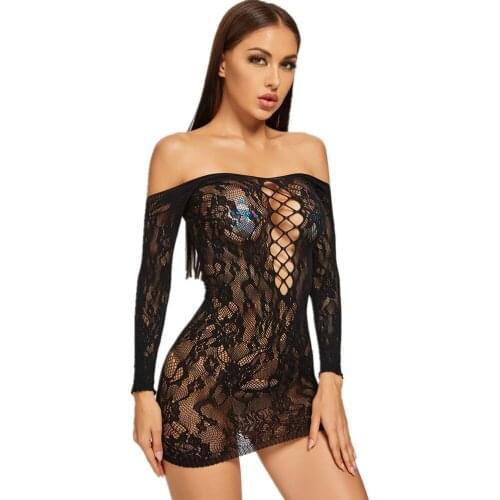 Babydoll Dress Women Sex Body Suit Bodystockings Sexy Fishnet Mesh Sleepwear Teddy Bodysuit Lingerie Erotic Femme Underwear