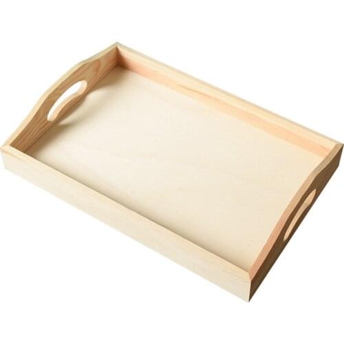 Creative pine desktop tea tray rectangular solid wood tray home tea cup storage tray restaurant hotel fruit tray