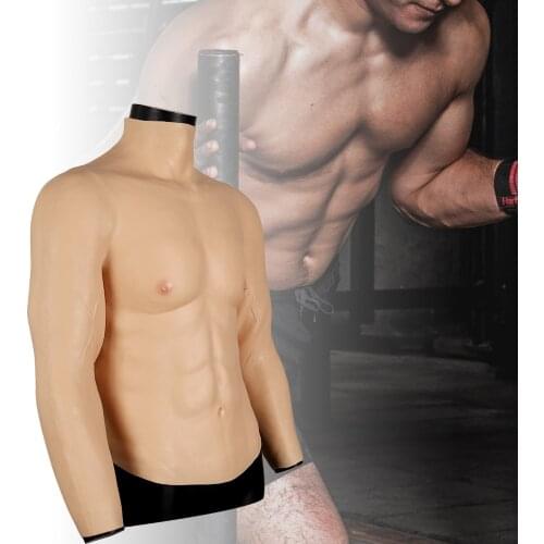 KUMIHO Cosplay Soft Silicone Fake Belly Muscle Mens Chest Crossdresser Form With Strong Arms Macho Realistic Fake Bodysuit