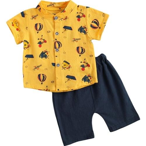 Citgeett Summer Infant Baby Boys Shirt Shorts Set Plane Printing Short Sleeve Top + Short Trousers Clothes